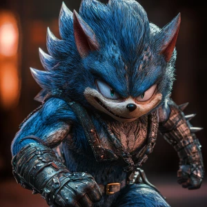 Sonic  in the style of Yautja's (Hunter Predator),ultra-detailed...