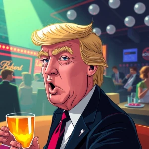 Barron Trump at a nightclub, in carton art style