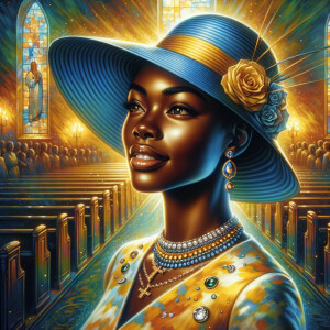 A spiritually enriching illustration portrays an African America...
