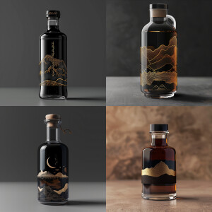 Luxurious glass bottle for coffee concentrate, minimalistic luxu...