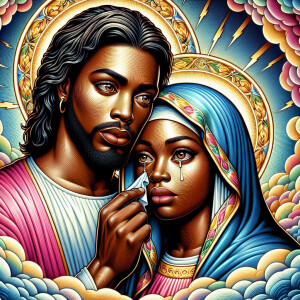 Ensure that the image distinctly represents both Jesus Christ an...