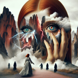 Imagine A surreal double exposure artwork that merges elements o...