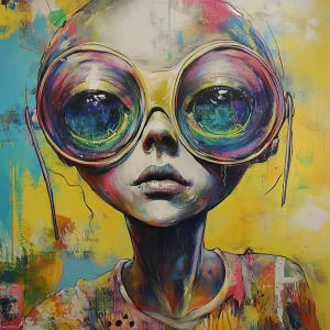 Actionism art girl alien