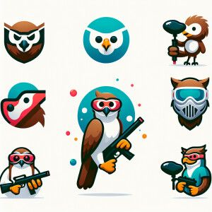 Buteo buteo with a paintball mask or a paintball gun