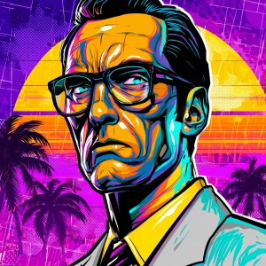 ai agent, in the style of a Grand Theft Auto loading screen artw...