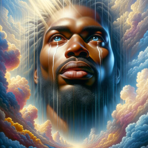 Create a 3-D realistic oil, painting light skin
African-America...