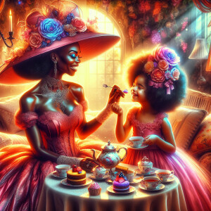 Create an illustration using an airbrush technique of an African...