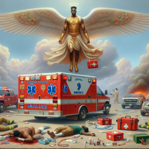 Create a realistic 3D oil painting depicting a scene of emergenc...