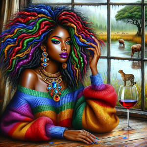 A vibrant highly detailed, realistic airbrushed oil painting of...