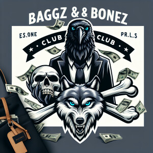 *vicious crow with skull and bonesand money everywhere, with wol...