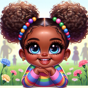A cartoon-style digital illustration of a young African-American...