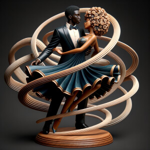 3d wood and porcelain sculpture of an Afrocentric woman with a m...