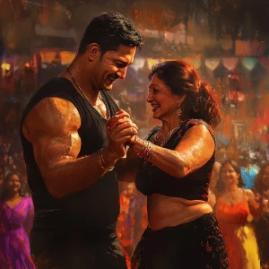 Digital art HD 1:1 max creative,a muscular beefy sweaty gujarati...