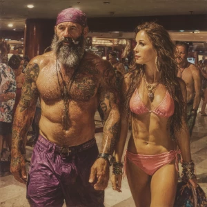 Hyperrealism  painting ,a australia muscular beefy bearded tatto...