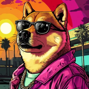 MEME DOGE in GTA art style — DOGE winning a bet — in the style o...
