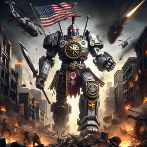 Israel as a transformer character, adorned with king David armor...