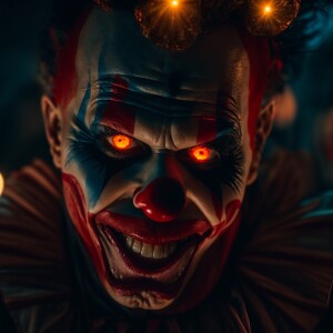 The most Horrific evil Clown with glowing Evel eyes so scary it...