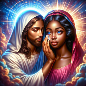Ensure that the image distinctly represents both Jesus Christ an...