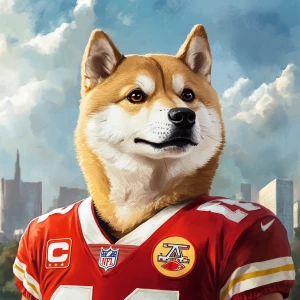 Doge meme as  NFL player, GTA art style