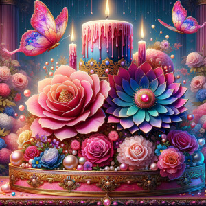 Craft a digital artwork that dramatically amplifies the colorful...