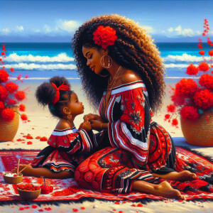 A tender depiction of a Bohemian mother with her child, both sty...