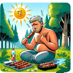 Покажи как Руслан болеет и при этом ест шашлыки на природе в сол...