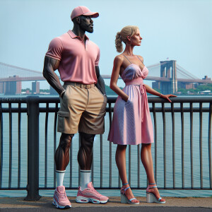 Create a vibrant 3D image of an elegant 50-year-old African Amer...