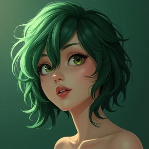 photo realistic image of a woman with green hair