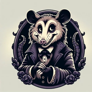 Sketch of an adorable evil opossum in a playful pose