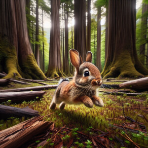 rabbit run into forest