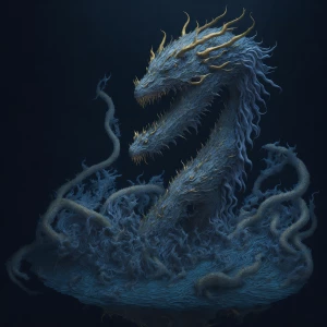 "Amidst the calm, mirror-like surface of a secluded pond, water...