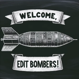 Create an illustration of a lengthy, torpedo-shaped bomb, depict...