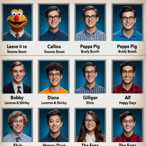 Realistic image of a yearbook page featuring student photographs...