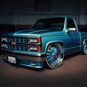 1992 Chevrolet 1500 sports side, blue cotton candy paint, spoke...