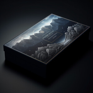 Luxurious product package design, box sleeve, mountains and sea...