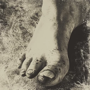 Photographic realistic foot  with a female human exaggerated ang...