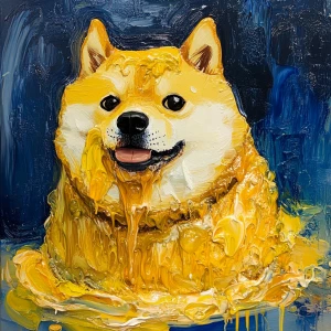 doge meme in jelly art style