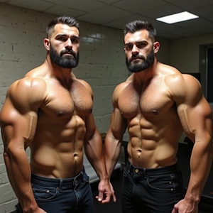 Carloss y Ramón tienen un cuerpo velludo y musculoso y ese miemb...