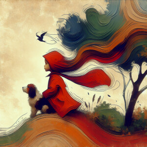 Abstract Art  oil painting of a Freckled child with red hair blo...