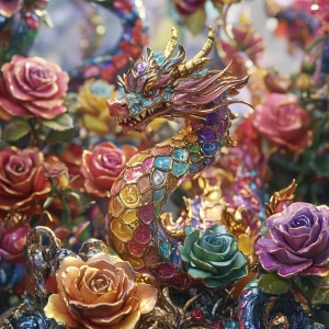 Create an image of a collection of flawless, multi-colored roses...