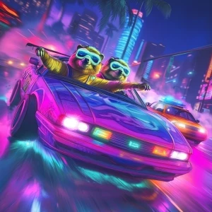 Sloths slerf meme..drifting a fast car while being chased by pol...