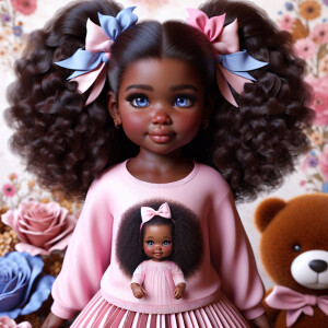 Refine the 3D realistic image of a four-year-old African-America...