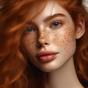 Gorgeous young woman with freckles and ginger colored hair