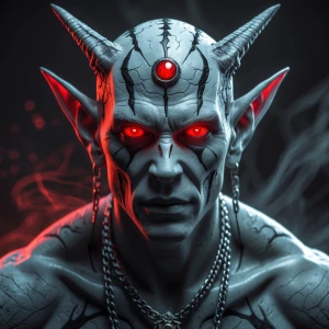 "A menacing, otherworldly humanoid with a third glowing red eye...