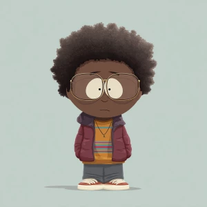Create an image of a character designed in the South Park animat...