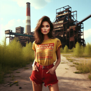 Create a color film photograph from the early seventies of a gor...