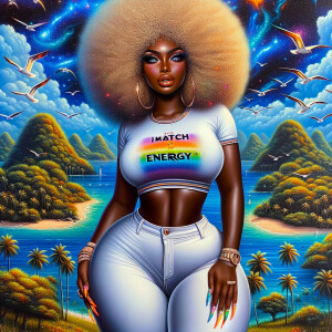 Tropical landscape: Airbrush style, A beautiful island with palm...