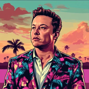 Elon Musk in GTA art style,  , in the style of a Grand Theft Aut...