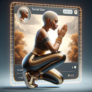 Create a 3D illustration of a realistic light skinned African-Am...
