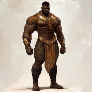 Visualize Titan, a Nigerian superhero, standing at 8 feet 9 inch...